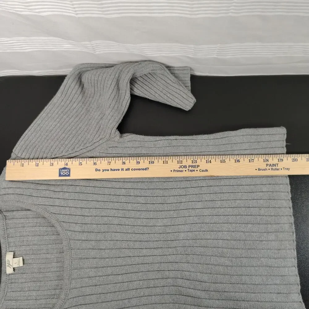 J. Jill Pull Over Ribbed Sweater 3/4 Sleeve Gray Women's Size Large‎ 100% Cotton